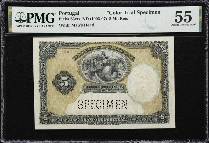 PORTUGAL. Banco de Portugal. 5 Mil Reis, ND (1903-07). P-83cts. Color Trial Spec...