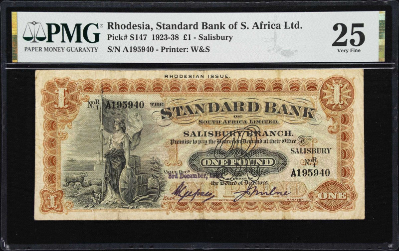 RHODESIA. Standard Bank of South Africa Limited. 1 Pound, 1932. P-S147. PMG Very...