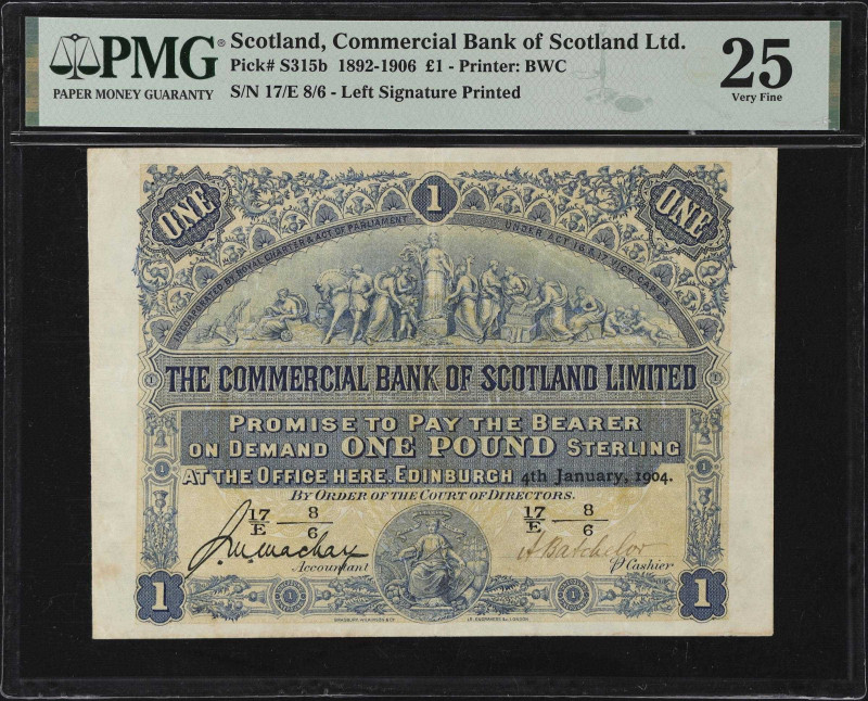 SCOTLAND. Commercial Bank of Scotland Limited. 1 Pound, 1904. P-S315b. PMG Very ...