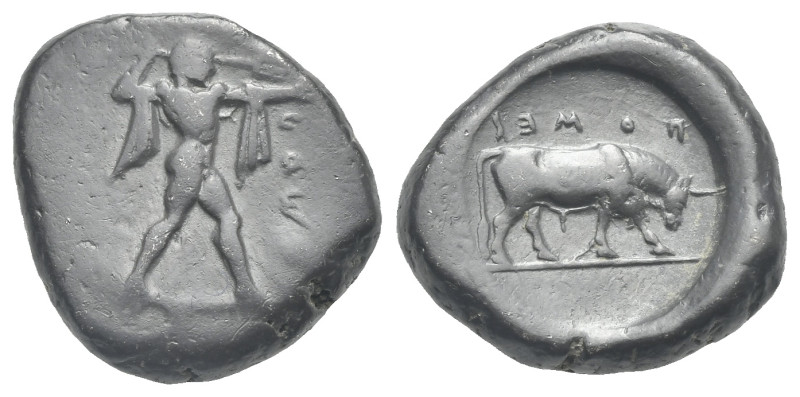 LUCANIA. Poseidonia, circa 470-445 BC. Stater (Silver, 18.88 mm, 8.10 g). Poseid...