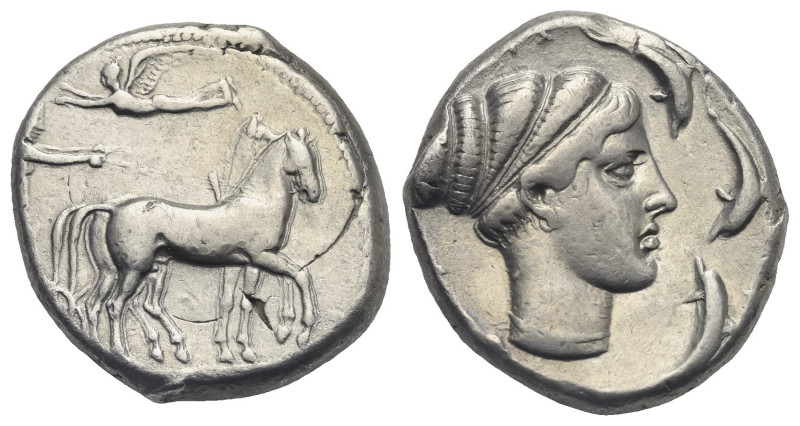 SICILY. Syracuse. Second Democracy, 466-405 BC. Tetradrachm (Silver, 24.48 mm, 1...