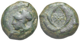 SICILY. Syracuse. Time of Dionysios I, 405-367 BC. Drachm (Bronze, 29.73 mm, 27.32 g). Struck circa 395-367 BC. [ΣYPA] Head of Athena to left, wearing...