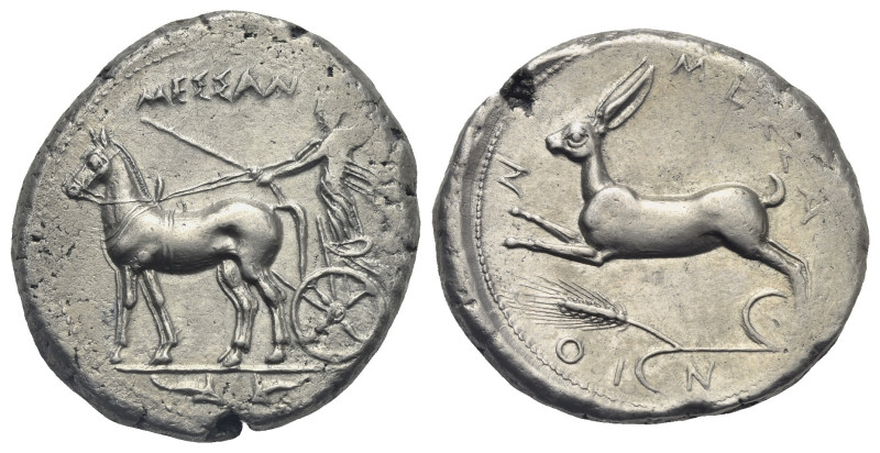 SICILY. Zankle-Messana. Circa 420-413 BC. Tetradrachm (Silver, 28.74 mm, 17.18 g...