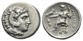 KINGS OF MACEDON. Alexander III the Great, 336-323 BC. Drachm (Silver, 17.68 mm, 4.26 g) Miletos, lifetime issue, circa 325-323 BC. Head of Herakles r...