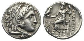 KINGS OF MACEDON. Philip III Arrhidaios, 323-317 BC. Drachm (Silver, 16.30 mm, 4.22 g) struck under Menander or Kleitos, in the type of Alexander III ...