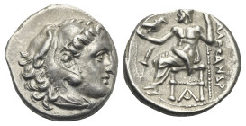 KINGS OF MACEDON. Drachm (Silver, 16.62 mm, 4.24 g) struck under Philip III Arrhidaios, in the name and types of Alexander III the Great (336-323 BC)....