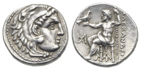 KINGS OF MACEDON. Alexander III the Great, 336-323 BC. Drachm (Silver, 16.44 mm, 4.22 g) Magnesia ad Maeandrum, circa 319-305 BC. Head of Herakles rig...