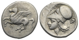 AKARNANIA. Argos Amphilochicum. Circa 350-270 BC. Stater (Silver, 20.50 mm, 8.50 g). Pegasus flying left; in field below, A. R/ Above: [A]RGEI, Head o...