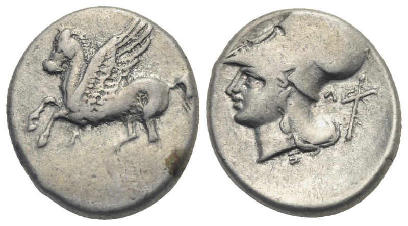 AKARNANIA. Leukas. Circa 320-280 BC. Stater (Silver, 20 mm, 8.50 g). Pegasos fly...