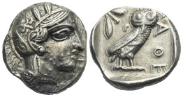 ATTICA. Athens. Circa 454-404 BC. Tetradrachm (Silver, 25.99 mm, 17.16 g). Head of Athena right, wearing crested Attic helmet decorated with palmette ...