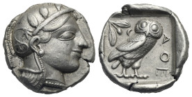 ATTICA. Athens. Circa 454-404 BC. Tetradrachm (Silver, 24.72 mm, 17.13 g). Head of Athena right, wearing crested Attic helmet decorated with palmette ...