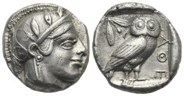ATTICA. Athens. Circa 454-404 BC. Tetradrachm (Silver, 22.65 mm, 17.06 g). Head of Athena right, wearing crested Attic helmet decorated with palmette ...