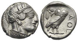 ATTICA. Athens. Circa 454-404 BC. Tetradrachm (Silver, 23.18 mm, 17.28 g). Head of Athena right, wearing crested Attic helmet decorated with palmette ...