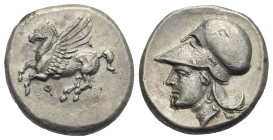 CORINTHIA. Corinth. Circa 400-375 BC. Stater (Silver, 19.98 mm, 7.20 g). Pegasus flying left, koppa below. Rev. Head of Athena left, wearing Corinthia...