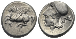 CORINTHIA. Corinth. Circa 375-300 BC. Stater (Silver, 20.17 mm, 8.61 g). Ϙ Pegasos flying left. Rev. Head of Athena to left, wearing Corinthian helmet...