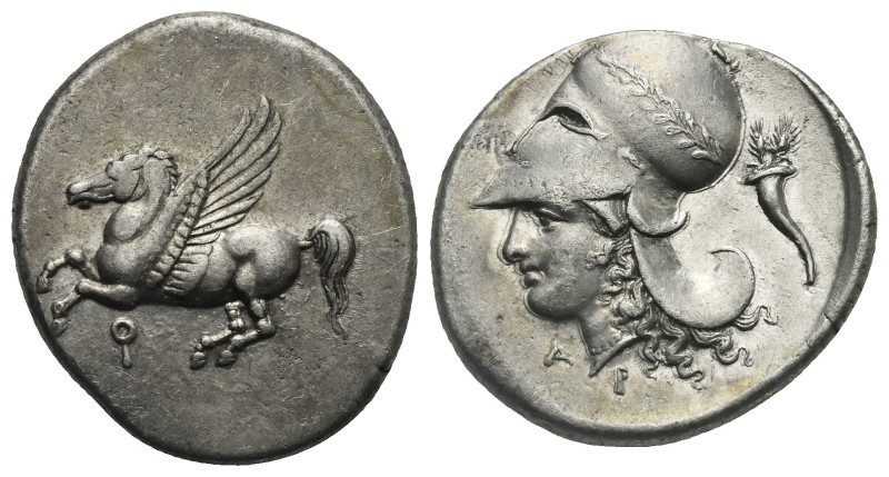 CORINTHIA. Corinth. 345-307 BC. Stater (Silver, 23.00 mm, 8.46 g). Pegasos flyin...