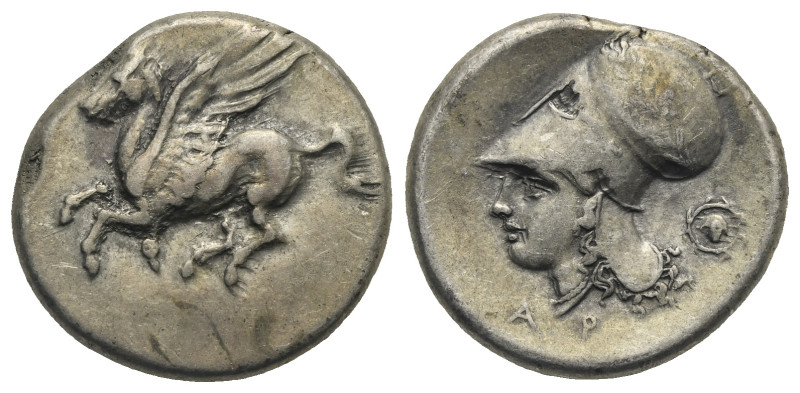 CORINTHIA. Corinth. Circa 345-307 BC. Stater (Silver, 22.07 mm, 8.51 g). Pegasos...