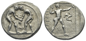 PAMPHYLIA. Aspendos. Circa 380/75-330/25 BC. Stater (Silver, 23.32 mm, 10.60 g). Two nude wrestlers head to head beginning to grapple with each other ...