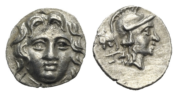 PISIDIA. Selge. Circa 350-300 BC. Obol (Silver, 9.42 mm, 0.77 g). Gorgoneion fac...