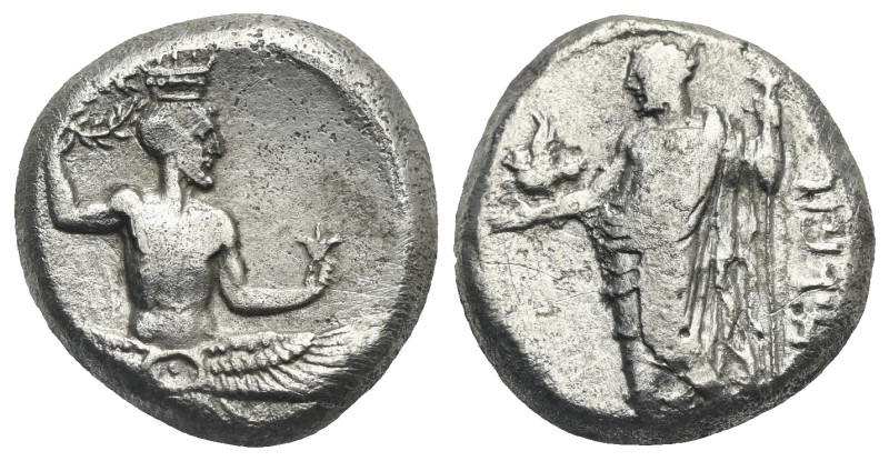 CILICIA. Issos. Tiribazos, satrap of Lydia, 386-380 BC. Stater (Silver, 19.62 mm...