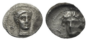 CILICIA. Nagidos. Circa 400-380 BC. Obol (Silver, 10.52 mm, 0.67 g). Ν Head of Aphrodite facing, her head turned slightly to the right. Rev. Ν Head of...