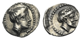 CILICIA. Nagidos. Circa 400-380 BC. Obol (Silver, 9.69 mm, 0.96 g). Head of Aphrodite to right, her hair bound up into a bun at the top of her head, w...
