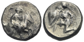 CILICIA, Tarsos. Circa 425-400 BC. Stater (Silver, 22.10 mm, 10.12 g). Male figure, wearing satrapal dress, holding rein in left hand, on horse gallop...