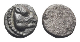 CILICIA OR CYPRUS. Uncertain mint. Late 5th to mid 4th century BC. Hemiobol or Tetartemorion (Silver, 7.09 mm, 0.24 g). Head of a boar to right; board...