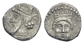 CILICIA. Uncertain mint, probably Tarsos. Circa 400-350 BC. Obol (Silver, 10.93 mm, 0.85 g). Bearded head right in Persian style, wearing kalathos, ci...