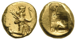 ACHEMENID EMPIRE. Time of Darius I to Xerxes II, circa 485-420 BC. Daric (Gold, 13.76 mm, 8.36 g). Sardes mint. The Great King or hero wearing kidaris...