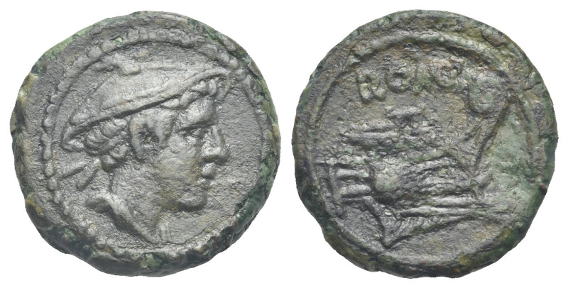 Anonymous. Circa 215-212 BC. Semuncia (Bronze, 18.40 mm, 4.21 g). Post semi-libr...