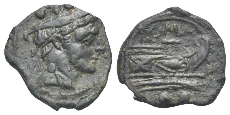 Anonymous. After 211 BC. Sextans (Bronze, 17.06 mm, 1.90 g). Semiuncial standard...