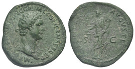 Domitian, 81-96. As (Copper, 27.10 mm, 10.24 g). Rome, 86. IMP CAES DOMIT AVG GERM COS XII CENS PER P P Laureate head of Domitian to right, wearing ae...