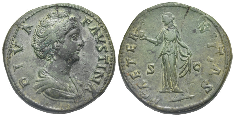 Faustina I, ? – 141. Sestertius (Bronze, 33.90 mm, 25.80 g). Rome, circa 146-161...