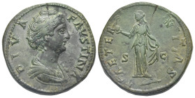Faustina I, ? – 141. Sestertius (Bronze, 33.90 mm, 25.80 g). Rome, circa 146-161. Struck under Antoninus Pius. DIVA FAVSTINA, draped bust right. Rev. ...