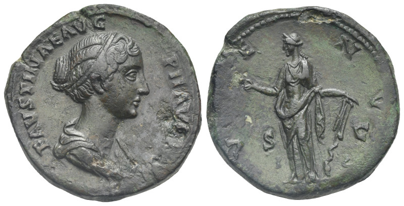 Faustina II, 147-175. Sestertius (Bronze, 33.70 mm, 26.45 g). Rome, 161-174, str...