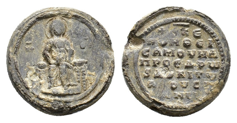 Samuel Alousianos, proedros and doux. Seal (Lead, 25.25 mm, 17.20 g). Circa 11th...