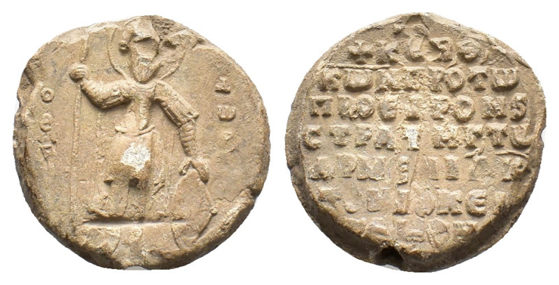 Byzantine Lead Seal. Konstantinos Dokeianos, protoproedros and strategos of Arme...