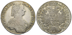 AUSTRIA. Maria Theresia, 1740-1780. Thaler 1760 (Silver, 40.43 mm, 27.83 g). Hall (Tirol). M·THERESIA·D:G·R· IMP·GE·HU·BO·REG· Half bust of Maria Ther...