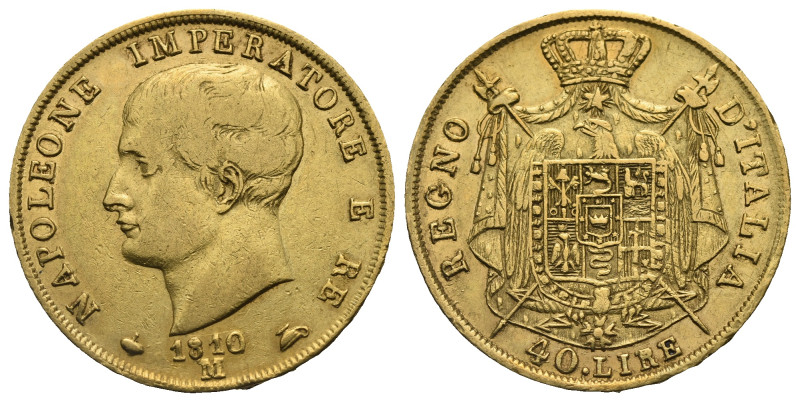 ITALY. Napoleonic Kingdom. Napoleon I, king of Italy, 1805-1814. 40 Lire 1810-M ...