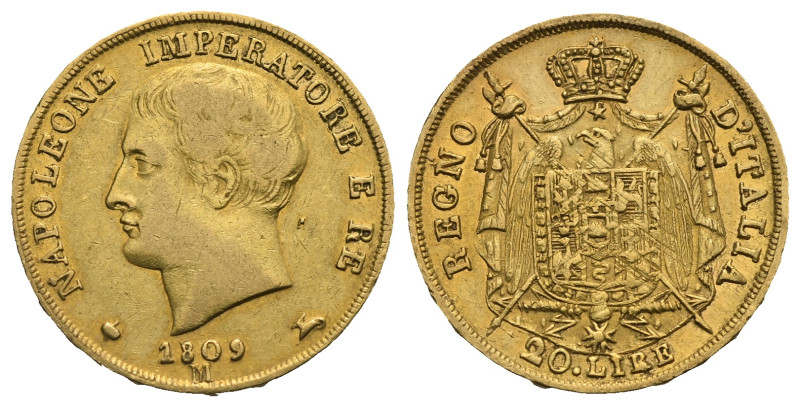 ITALY. Napoleonic Kingdom. Napoleon I, king of Italy, 1805-1814. 20 Lire 1809-M ...