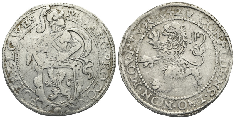 NETHERLANDS. West Friesland province. Lion Daalder 1642 (Silver, 40.18 mm, 26.90...