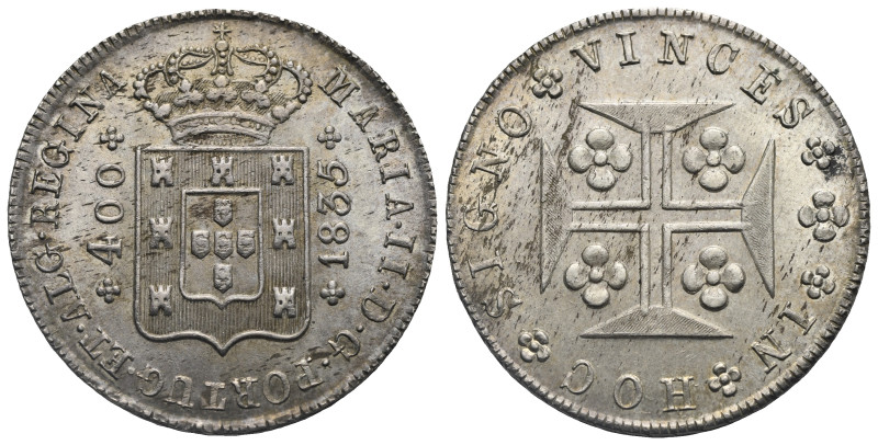 PORTUGAL, Kingdom. Maria II a Educadora (the Educator), 1834-1853. 400 Reis 1835...