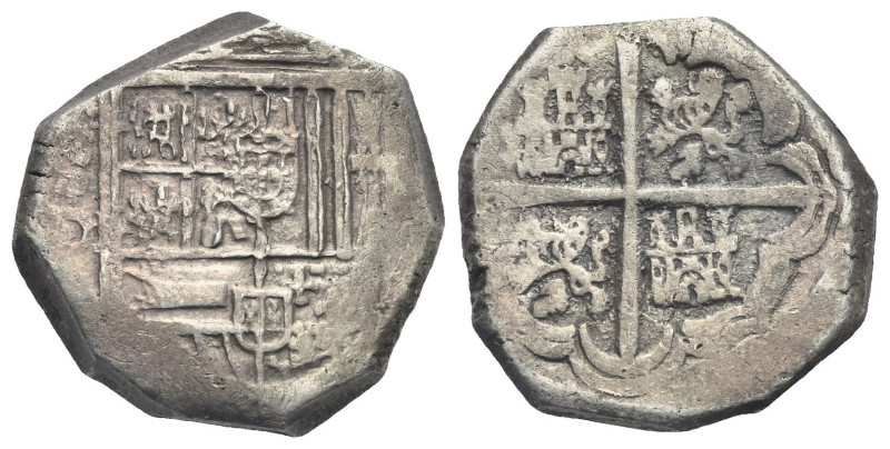 SPAIN. Philip IV, 1621-1665. Cob 4 Reales, date not visible (Silver, 24.76 mm, 1...