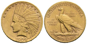UNITED STATES OF AMERICA. 'Indian Head' 10 Dollars 1909-S (Gold, 26.94 mm, 16.69 g). San Francisco. Engraver: Augustus Saint-Gaudens. Indian head faci...
