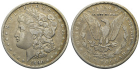 USA. 1 Dollar "Morgan" 1890 (Silver, 38.15 mm, 26.51 g). Philadelphia, engraver: George Thomas Morgan. E · PLURIBUS · UNUM Liberty head, facing left; ...