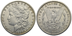 USA. 1 Dollar "Morgan" 1900 (Silver, 37.92 mm, 26.76 g). New Orleans, engraver: George Thomas Morgan. E · PLURIBUS · UNUM Liberty head, facing left; d...