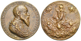 Gian Francesco Trivulzio, 1504-1573, marquis of Vigevano, count of Mesocco 1518-1549. Cast Æ Medal attributed to Pier Paolo Galeotti (Bronze, 58.83 mm...