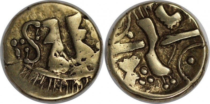 Keltische Münzen, BRITANNIA. BELGAE. AV-1/4 Stater 65/40 v. Chr, 1,43 g. Boot mi...