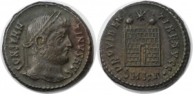 Römische Münzen, MÜNZEN DER RÖMISCHEN KAISERZEIT. Constantinus I. (306-337 n. Chr). Follis (Kuzikos), 3. Offizin. Vs: CONSTANTINVS AVG Rs: Lagertor, P...